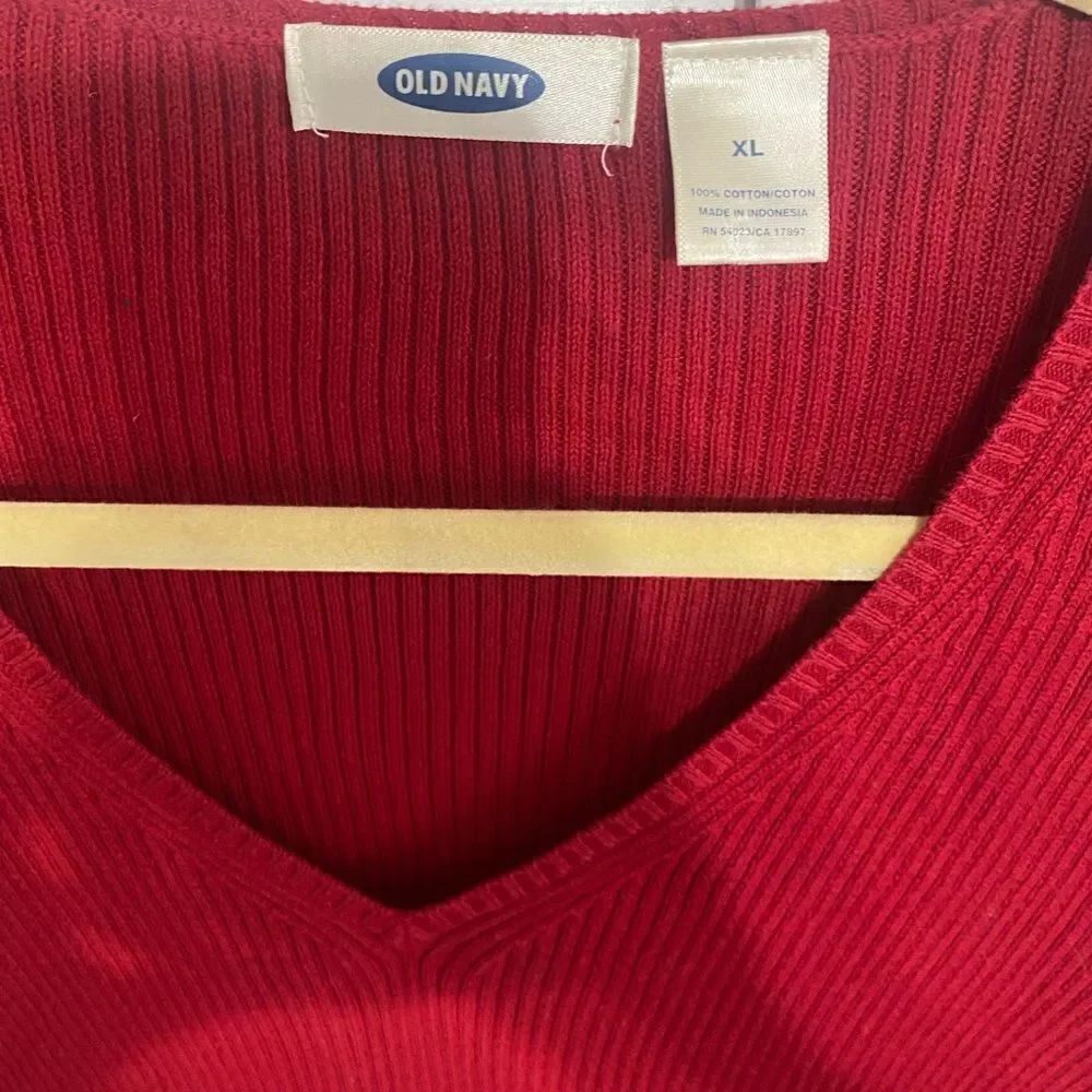 Red V-Neck Sweater - Picture 2 of 3